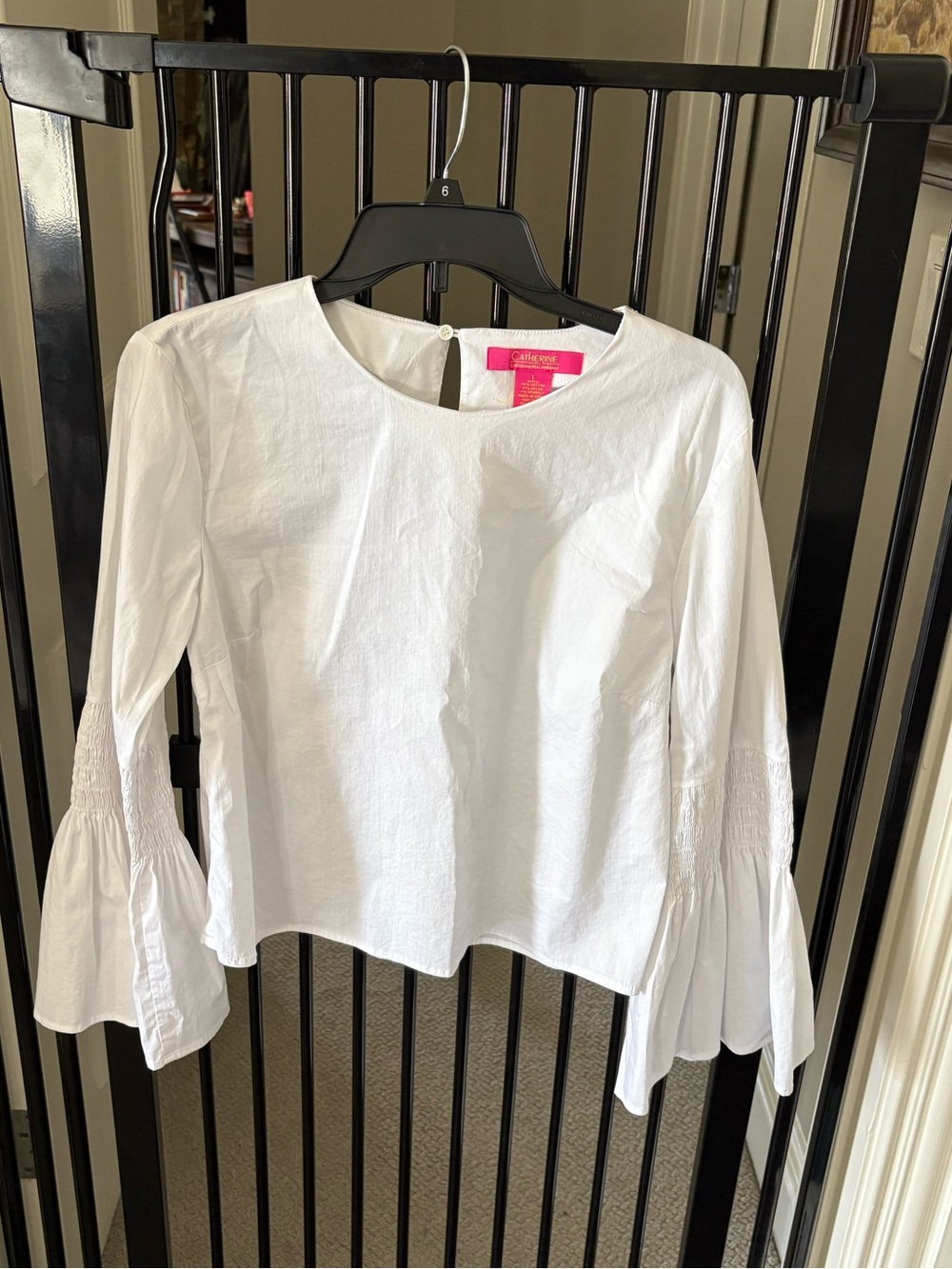Catherine Malandrino White Bell-Sleeve Blouse